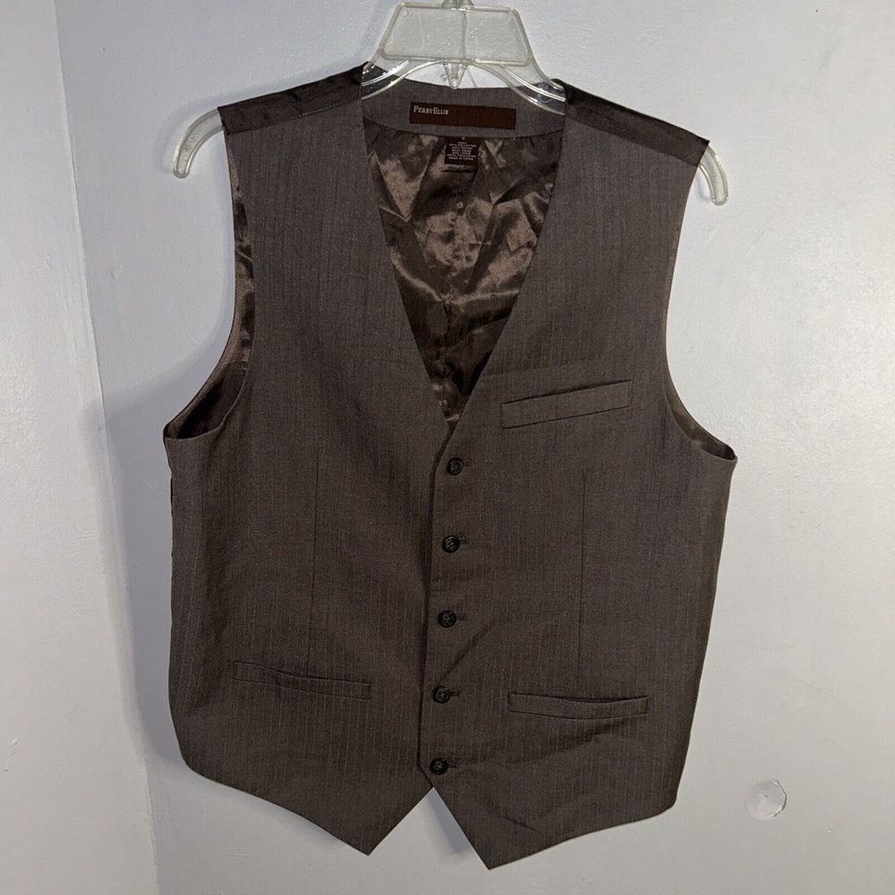 Perry‎ Ellis Black 5 Button Vest Men's Size S Brand Suit Vest Classic